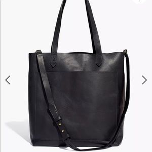 Medium Black Leather Transport Tote